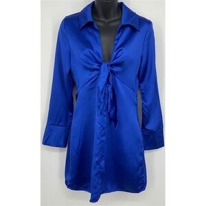 Zara Royal Blue Satin Dress